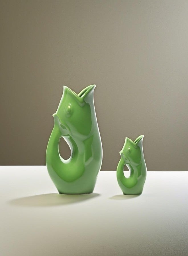 Gurgle Pot أباريق تقديم السمك من Gurgle Pot - طقم من قطعتين - إبريق كبير بلون أخضر طحلبي (42 أونصة) مع إبريق صغير مطابق (3 أونصة). مزيج رائع. - Image 5