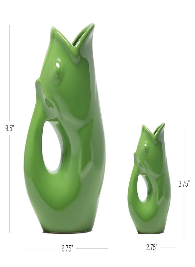 Gurgle Pot أباريق تقديم السمك من Gurgle Pot - طقم من قطعتين - إبريق كبير بلون أخضر طحلبي (42 أونصة) مع إبريق صغير مطابق (3 أونصة). مزيج رائع. - Image 4
