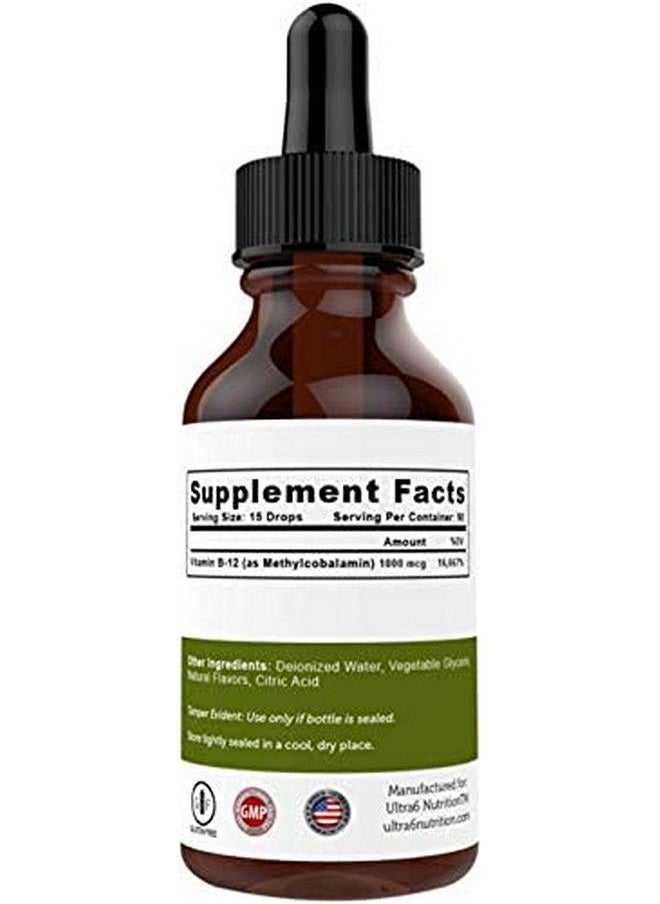 Ultra6 Nutrition - Vitamin B12 Drops 90 Day Supply Liquid B12 For Best Absorption Methylcobalamin B12 Great For Energy Sublingual B12 Drops - Image 1