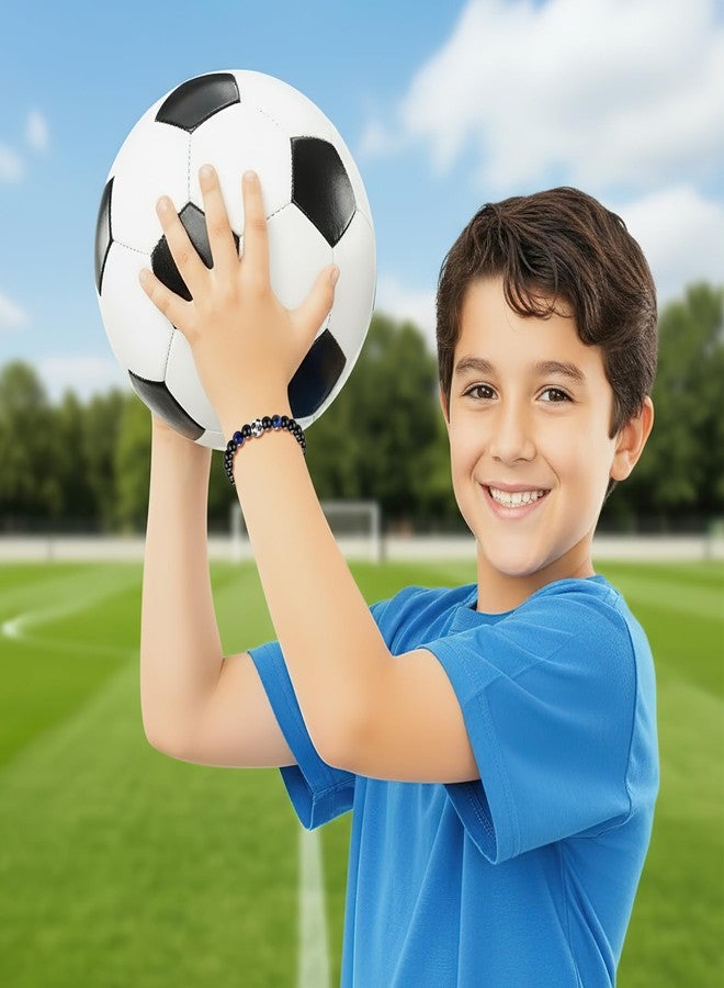 PEALICIOUS أساور كرة القدم من PEALICIOUS، هدايا مثالية لسلال عيد الفصح، أساور قابلة للتعديل من 8 إلى 12 قطعة مصنوعة من خرز الأحجار الطبيعية، مناسبة للأولاد، هدايا لحفلات كرة القدم، هدية مثالية للابن، والفرق، والحفيد، والأخ، هدايا مثالية لسلال عيد الفصح. - Image 2