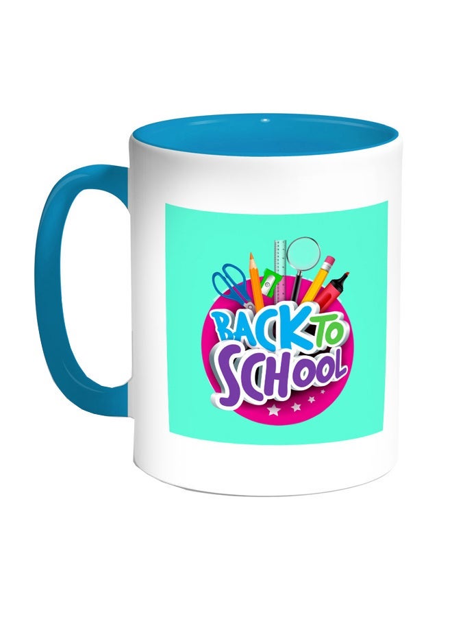 Back To School Printed Coffee Mug Turquoise/White/Green 11ounce