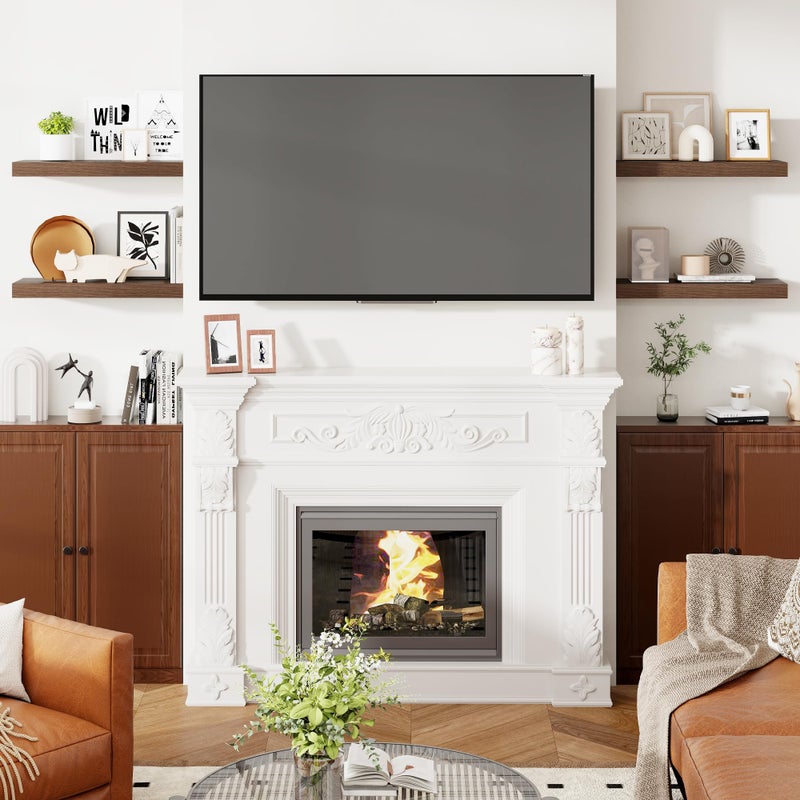 Heimlove 24 Inch Floating Shelves for Wall Walnut Shelves Set of 2,Wall Mounted Rustic Wood 8 Inch Deep Floating Shelf with Invisible Brackets for Bedroom Kitchen Living Room - Image 2