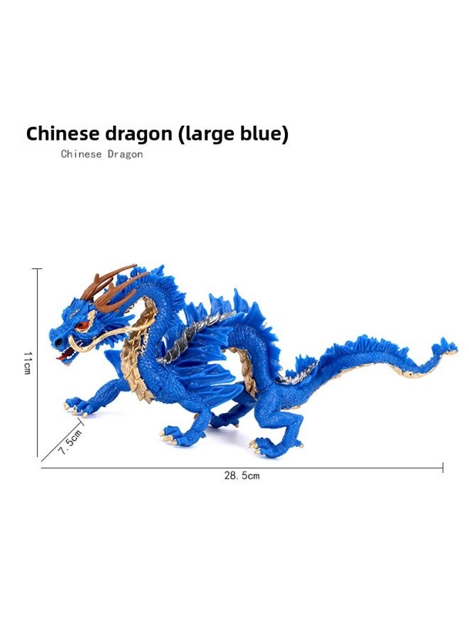 Eastern Mythology Animal Model Five-Clawed Divine Dragon And Fire Phoenix Toys Children's National Style Ethnic Spirit Beast Toys-Color:Oversized Blue Dragon - Image 1