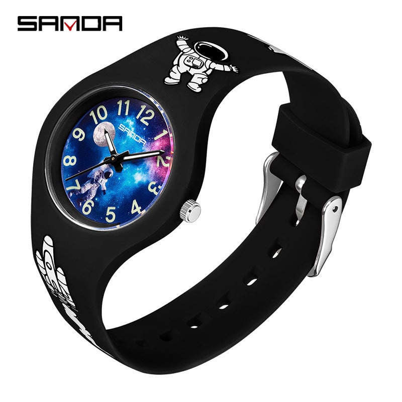 Sanda New Children'S Watch Starry Sky Cartoon Student Watch Men'S And Women'S Silicone Fashion Fluorescent Outdoor Waterproof Watch 609 - Image 1