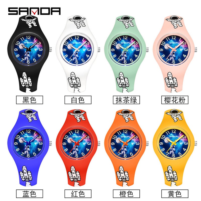 Sanda New Children'S Watch Starry Sky Cartoon Student Watch Men'S And Women'S Silicone Fashion Fluorescent Outdoor Waterproof Watch 609 - Image 5