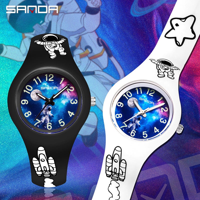 Sanda New Children'S Watch Starry Sky Cartoon Student Watch Men'S And Women'S Silicone Fashion Fluorescent Outdoor Waterproof Watch 609 - Image 4