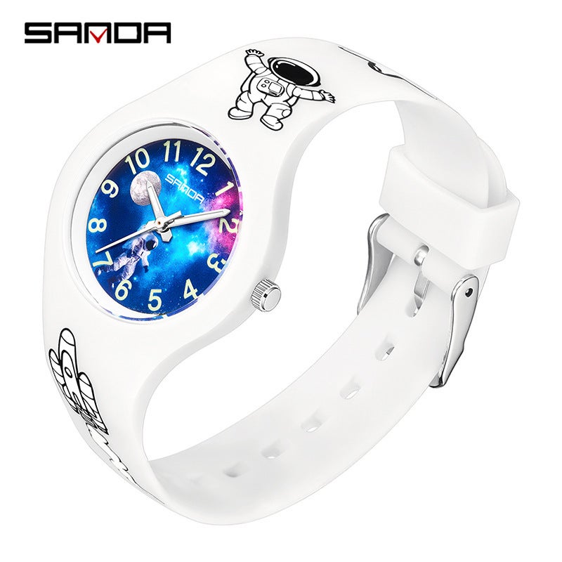 Sanda New Children'S Watch Starry Sky Cartoon Student Watch Men'S And Women'S Silicone Fashion Fluorescent Outdoor Waterproof Watch 609 - Image 2