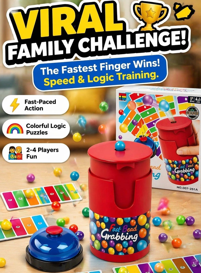 Fast Bead Grabbing Game Set for Kids, Color Matching Speed Challenge Toy, Educational Learning Game with Colorful Beads and Cards, Interactive Family Party Game for Boys & Girls 4+ Years - Image 1
