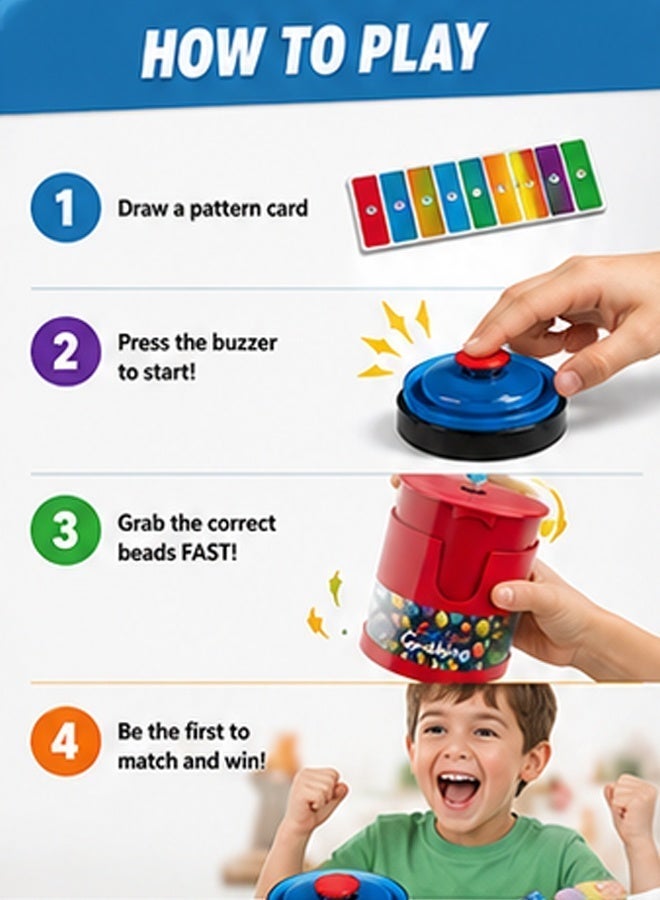 Fast Bead Grabbing Game Set for Kids, Color Matching Speed Challenge Toy, Educational Learning Game with Colorful Beads and Cards, Interactive Family Party Game for Boys & Girls 4+ Years - Image 5