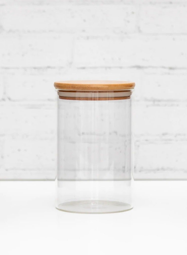 BLACKSTONE Clear Glass and Bamboo Airtight 3pc Canister Set 450ML 750ML 1000ML Kitchen Food Storage Containers Pantry Organization Jars with Wooden Lids - Image 3