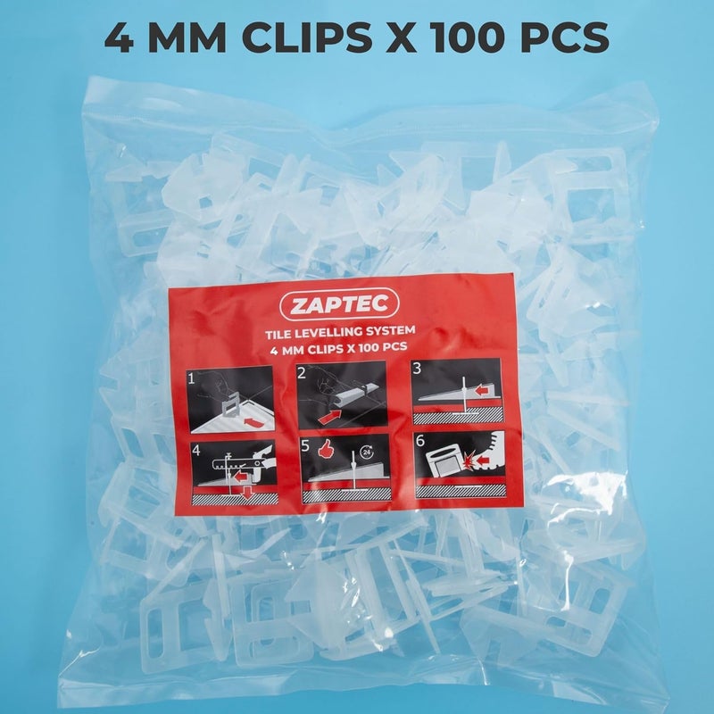 Zaptec Plastic Tile Levelling Spacer Clips 4 MM (100 Pcs) For Removing Lippage Unevenness During Tile Laying In Both Floor & Walls - Image 2