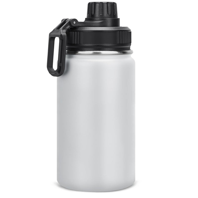 Milifox 12 oz Insulated Water Bottle, Double Wall Vacuum Insulated Stainless Steel Water Bottles, Wide Mouth Leakproof BPA Free with Chug Lid, 18 Hours Cold and 8 Hours Hot (White) - Image 1