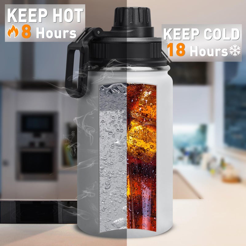 Milifox 12 oz Insulated Water Bottle, Double Wall Vacuum Insulated Stainless Steel Water Bottles, Wide Mouth Leakproof BPA Free with Chug Lid, 18 Hours Cold and 8 Hours Hot (White) - Image 3