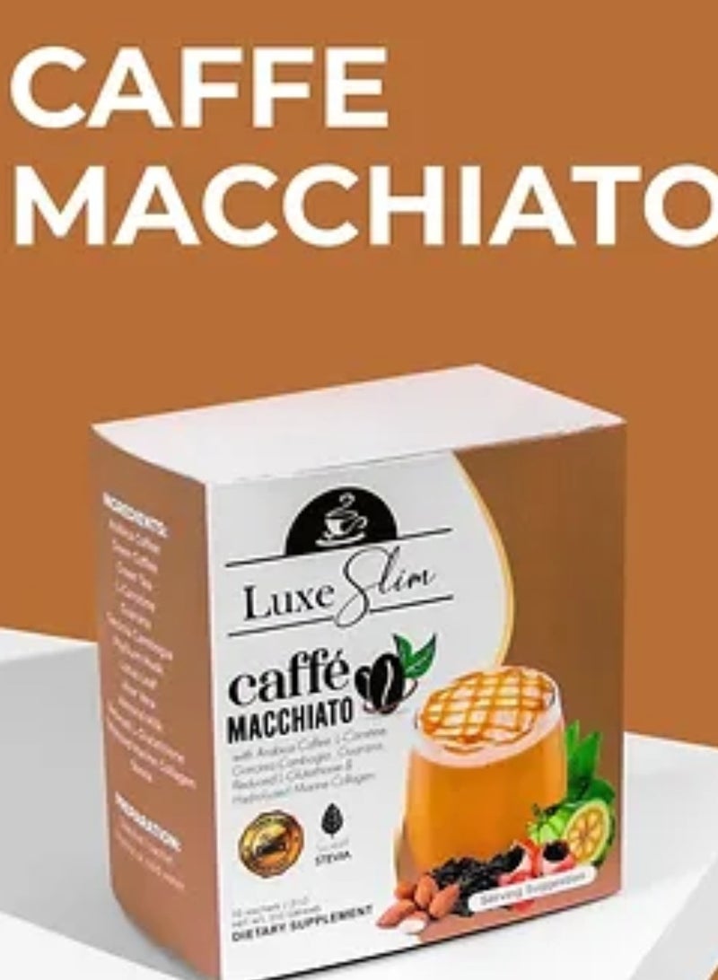 Luxe Slim Cafe Macchiato with Hydrolyzed Collagen & Glutathione 21g x 10 Sachets - Image 1