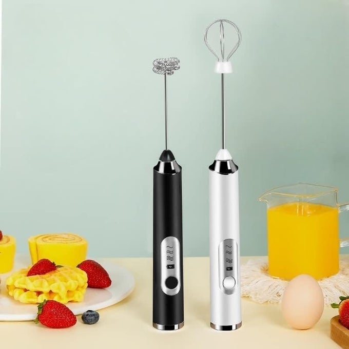 KTS HANDHELD MILK FROTHER RECHARGEABLE 3SPEED ELECTRIC FROTHER FOR COFFEE WITH 2 WHISKS COFFEE FROTHER MIXER STANDUP DESIGN FOR CREAM LATTE CAPPUCCINO AND FOR BUTTER MILK
