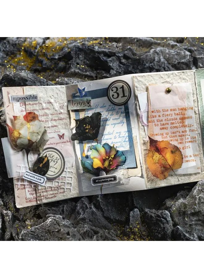 Dark Flower Solid Fragrance 10pcs Realistic 2D 1D Glossy Matte Self Adhesive Flower Stickers Multicolor Botanical PET Film Sheets for DIY Crafts - Image 4