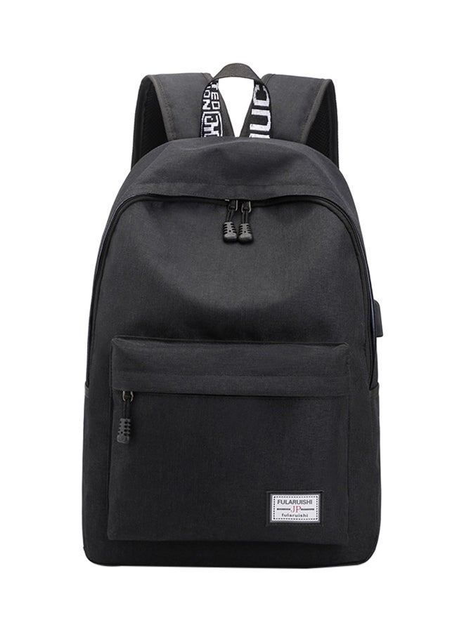 Trendy Large Capacity Travel School Backpack Black 
