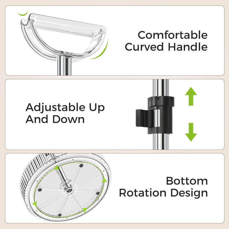 Seoneiro 2-Tier Lazy Susan 360Â° Rotating Turntable Organizer Rack with Handles Height Adjustable, Spice Rack Holder Organizer for Cabinet, Pantry Organizers Bathroom Countertop Storage (Transparent Color) - Image 4