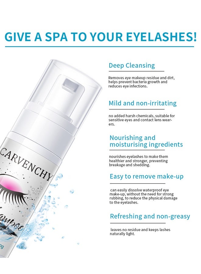 CARVENCHY Lash Shampoo Foam, Pro Cleaner & Eye Makeup Remover, For Lash Extension Service/Aftercare, No Irritation/Burning, Salon/Home Use, 50ML/1.7FL.OZ, Gentle, Removes Residue - Image 5