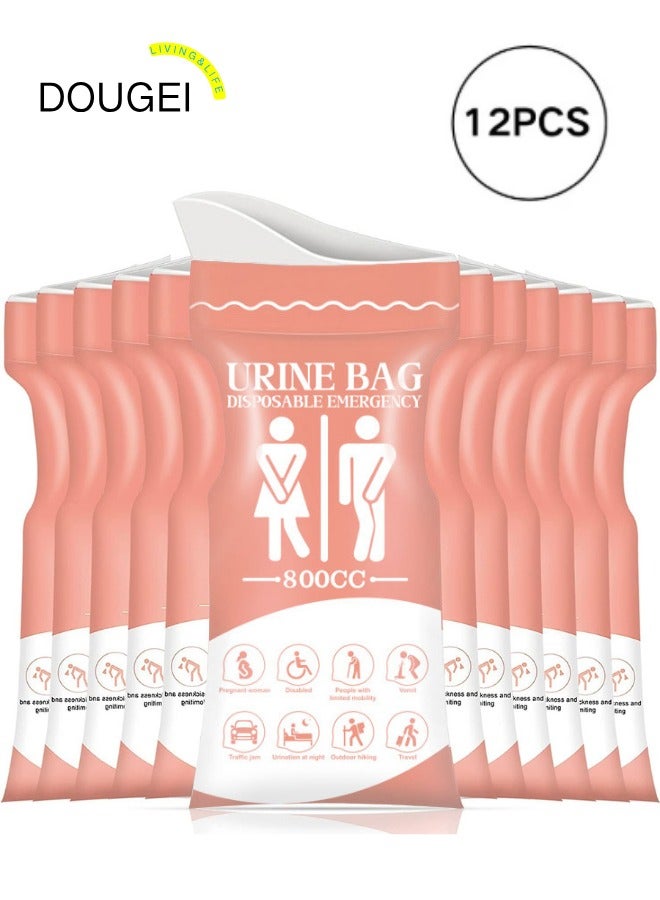DOUGEI Disposable Urine Bag, 12 PCS Pee Bags for Travel for Women/Men, 800ML Emergency Portable Urinal Bag and Vomit Bags, Unisex Urinal Bag for Camping, Traffic Jams, Pregnant, Patient, Kids（Pink） - Image 1