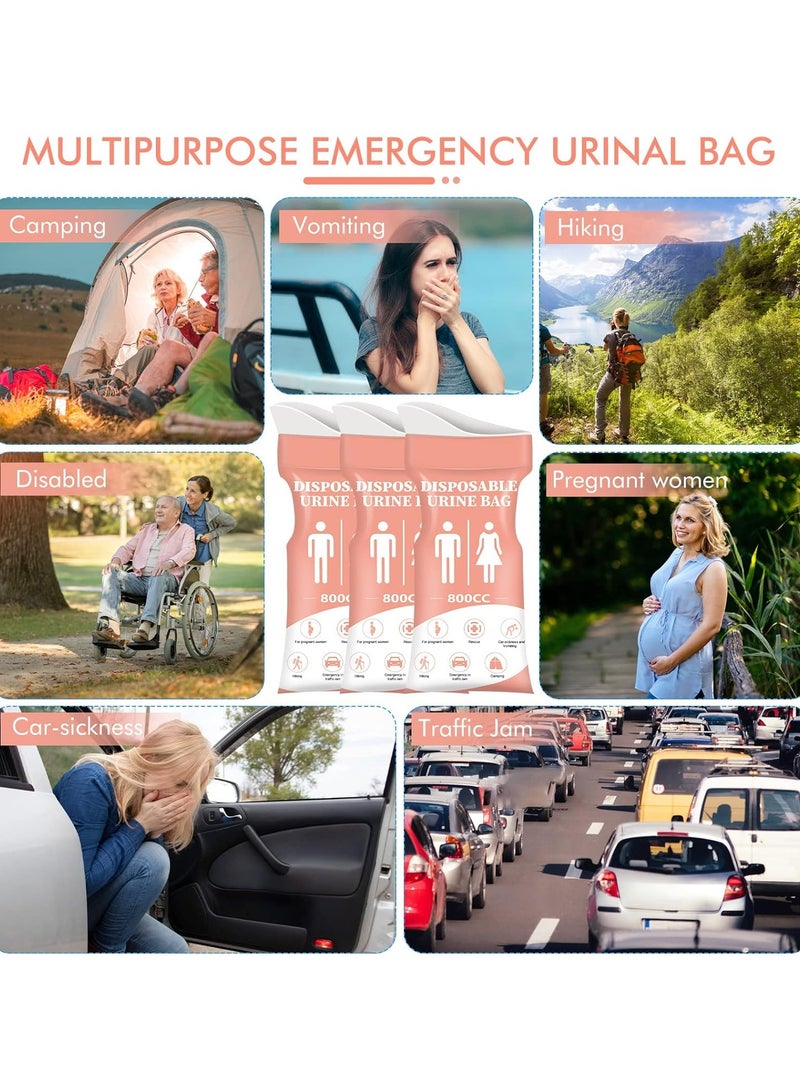 DOUGEI Disposable Urine Bag, 12 PCS Pee Bags for Travel for Women/Men, 800ML Emergency Portable Urinal Bag and Vomit Bags, Unisex Urinal Bag for Camping, Traffic Jams, Pregnant, Patient, Kids（Pink） - Image 2