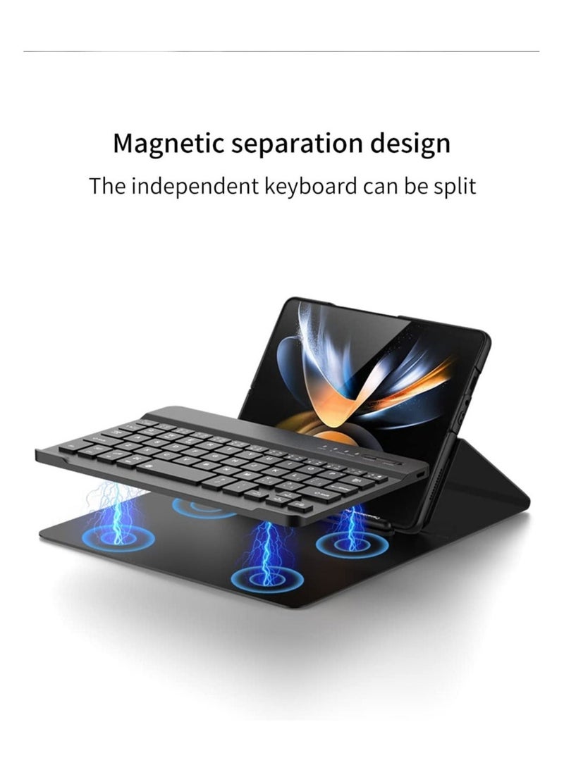 Raxoom Samsung Galaxy Z Fold 4 Case,Screen Protector Keyboard Leather Case Stylus+Pen Slot Phone Office Kit,Folding Phone Cover for Samsung Galaxy Z Fold 4 5G-Black - Image 3