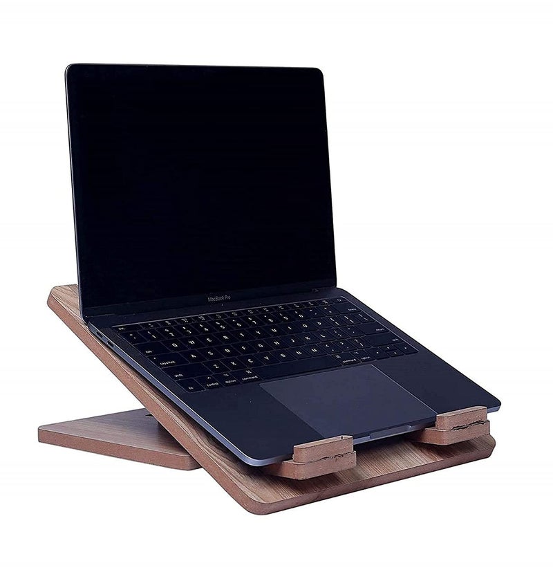 DIYASHI Portable Ultra Slim Craft Wooden Laminate Handmade Laptop Stand with Adjustable Height Laptop Table Foldable Laptop Stand for Desk Wooden Compatible Laptop