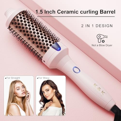 K&K Thermal Brush Curling Iron 1.77 Inch Ceramic Tourmaline Ionic Hair Styler for Loose & Voluminous Curls, Dual Voltage for Long Hair - Image 3