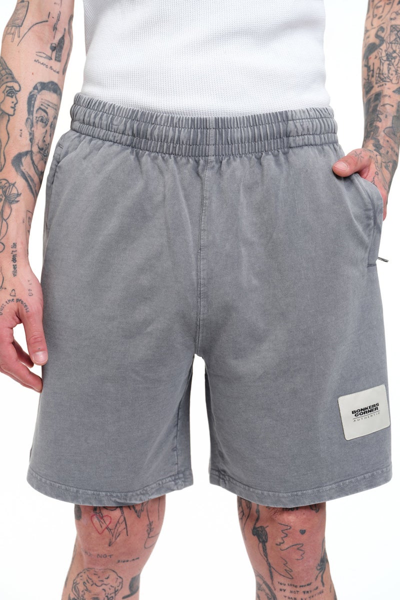 Bonkers Corner Grey Heavyweight Faded Shorts for Men's - Image 3