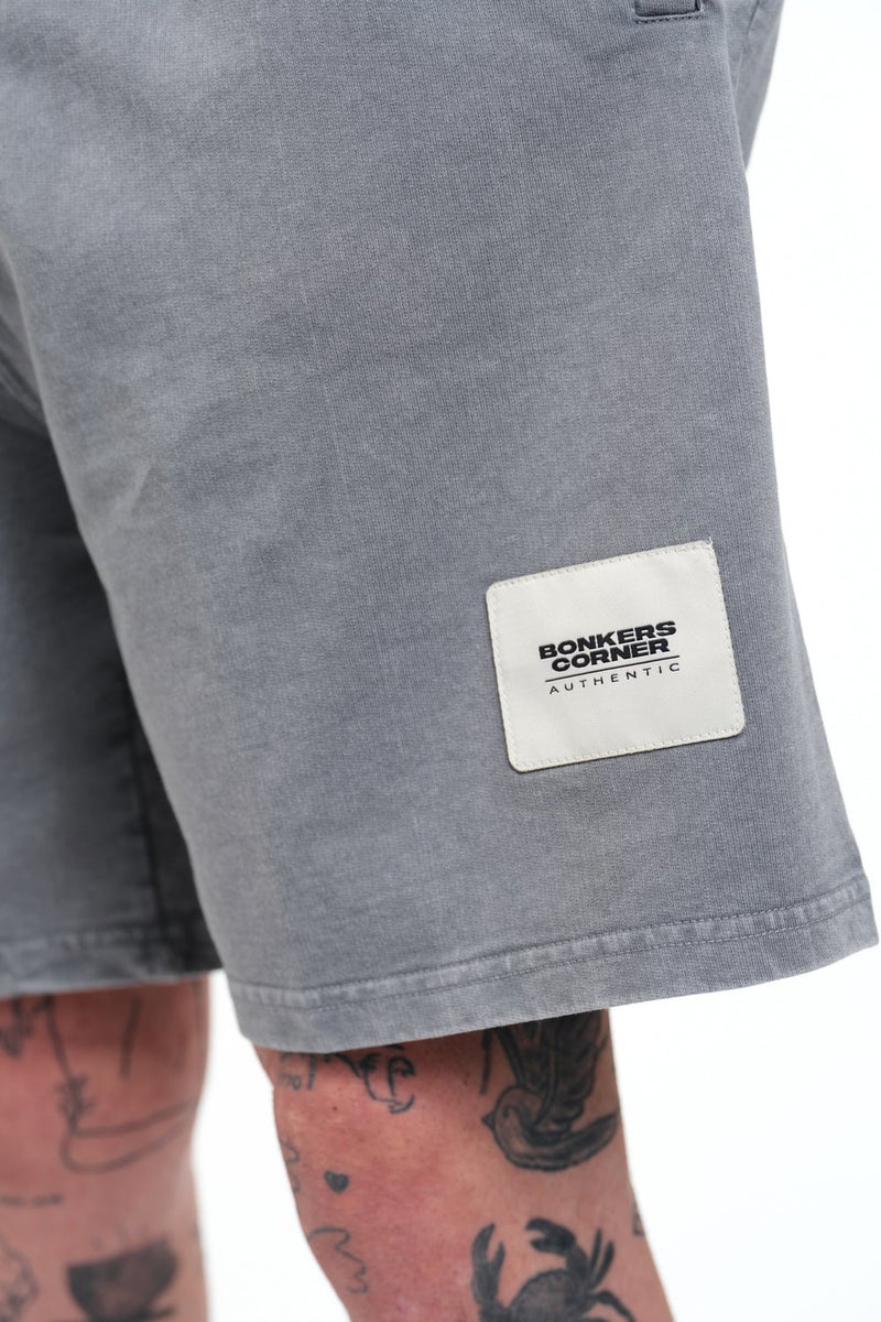 Bonkers Corner Grey Heavyweight Faded Shorts for Men's - Image 4
