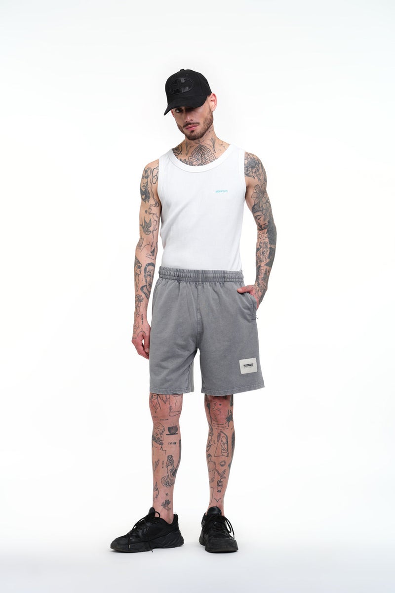 Bonkers Corner Grey Heavyweight Faded Shorts for Men's - Image 2