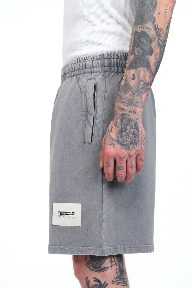 Bonkers Corner Grey Heavyweight Faded Shorts for Men's - Image 5