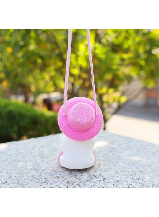 Qiwen Pink Car Accessories for Women Girl of Swinging Duck Car Hanging Ornament Cute Cool Car Decorations Rear View Mirror Hanging Accessories Car Pendant Car Charm(Pink) - Image 5