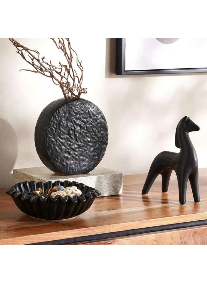 Pan Home مزهرية سيراميك منقوشة - سوداء - Image 2