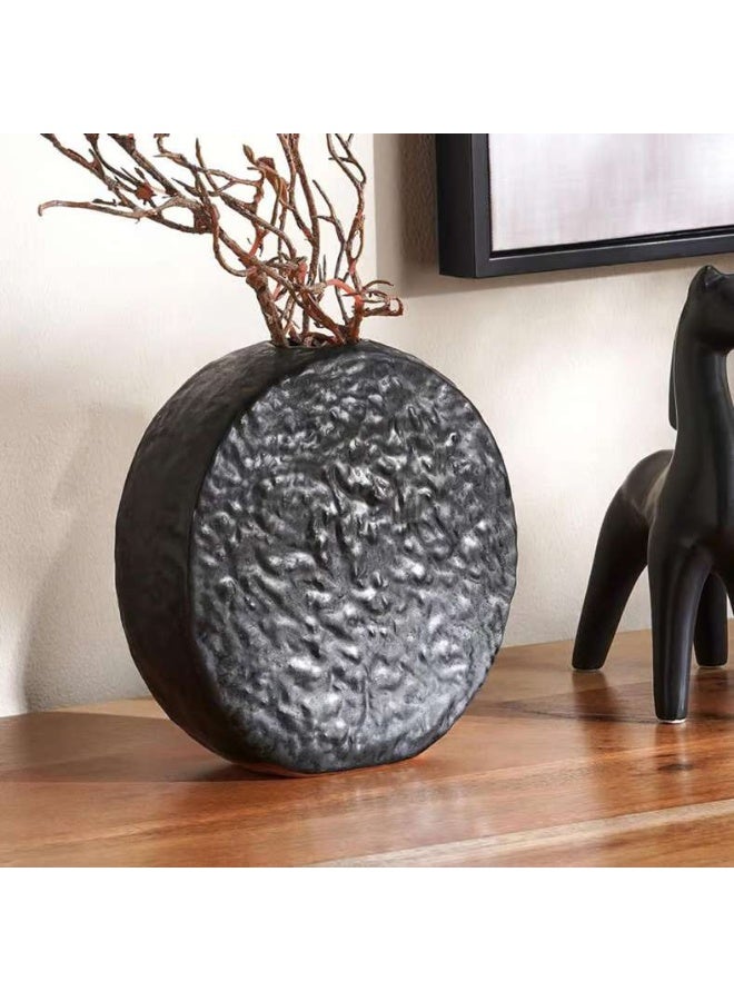 Pan Home مزهرية سيراميك منقوشة - سوداء - Image 1