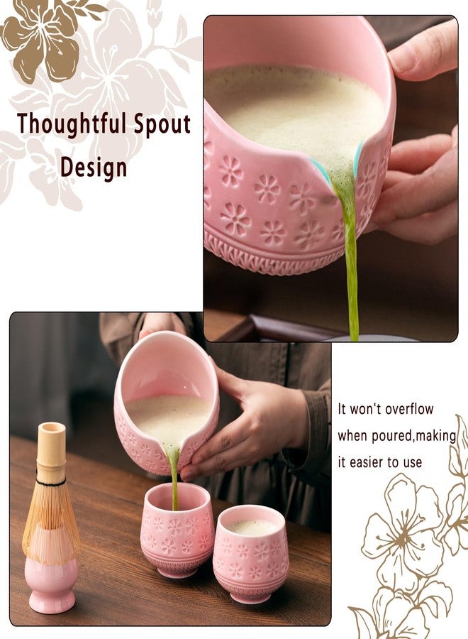 Buucup Matcha Whisk Set, 10 Pcs Matcha Set Includes Matcha Bowl, 2 Cups, Matcha Whisk and Holder, Bamboo Scoop and Spoon, Scoop Rest, Sifter and Tea Towel, Complete Matcha Kit (Pink) - Image 2