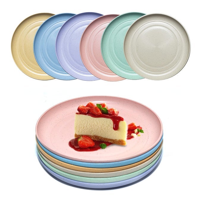 6 PACK 6 INCHES WHEAT STRAW PLATES UNBREAKABLE DEEP DINNER PLATES PLASTIC PLATES REUSABLE ASSORTED COLORS DINNERWARE SETS MICROWAVE DISHWASHER SAFE HEALTHY FOR KIDS ADULT