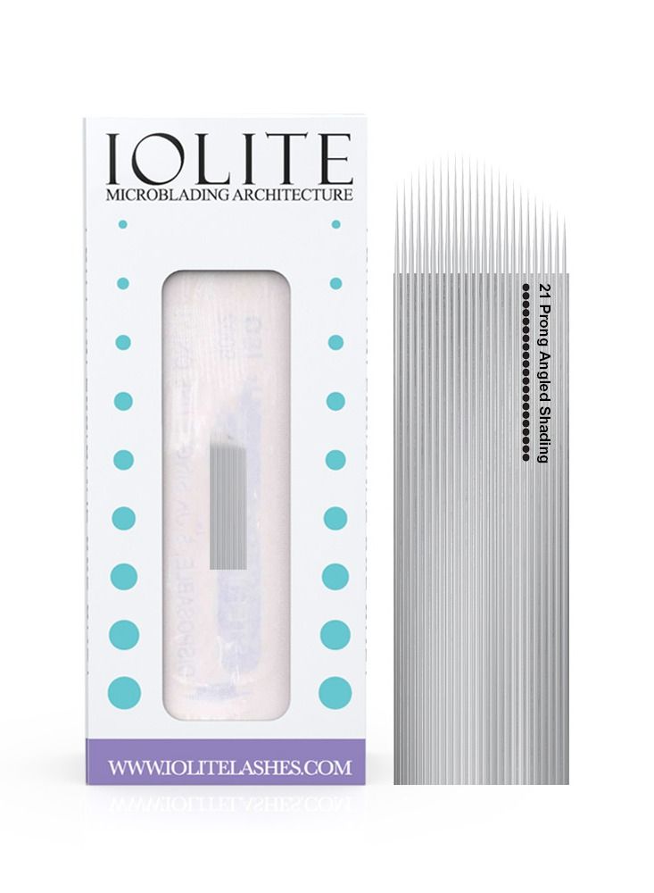 IOLITE إبر الميكروبلايدينغ 21 شوكة إبرة تظليل مائلة إبر SPMU حجم 25 مم للاستخدام مرة واحدة شفرة قابلة للتصرف معبأة معقمة 12 قطعة - Image 1