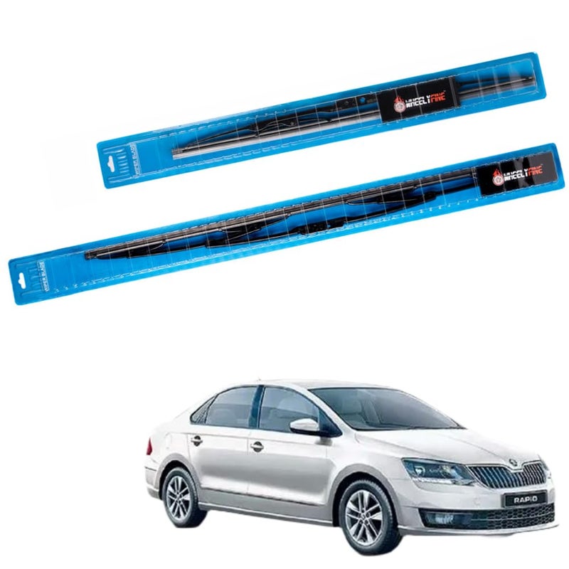 Wheelyfine Car Wiper Blades | Metal Frame | Water Repellent Windshield Wipers | Blade Refills (Skoda Rapid (2011 Onwards) Dr 24"/Pa 16") - Image 2