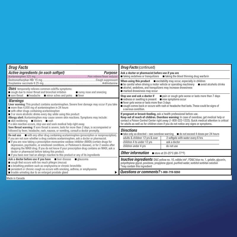 Care Nighttime Cold and Flu Relief Softgels 6 Hour Cold Medicine Relieves Major Flu Symptoms So You Can Rest 48 Count Pack of 1 - Image 4