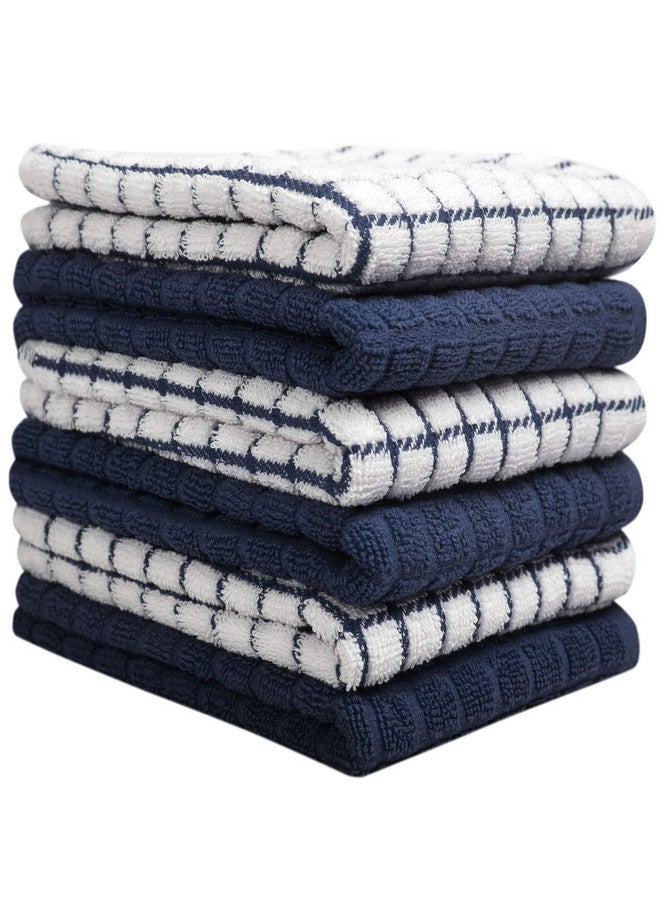 Bumble Towels Kitchen Towels 16"x 28" | Dish Towels | Kitchen Hand Towels | Large Dishcloths Set | Highly Absorbent Tea Towel, Soft with Hanging Loop | Natural Ring Spun Cotton, 380 GSM | Navy Check Design - 6 Pack - Image 4