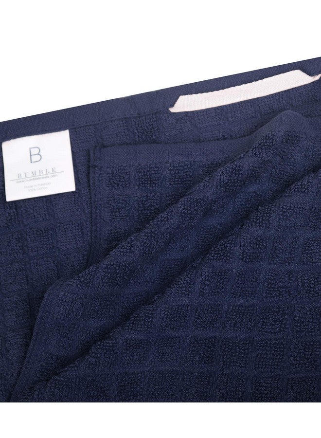 Bumble Towels Kitchen Towels 16"x 28" | Dish Towels | Kitchen Hand Towels | Large Dishcloths Set | Highly Absorbent Tea Towel, Soft with Hanging Loop | Natural Ring Spun Cotton, 380 GSM | Navy Check Design - 6 Pack - Image 3
