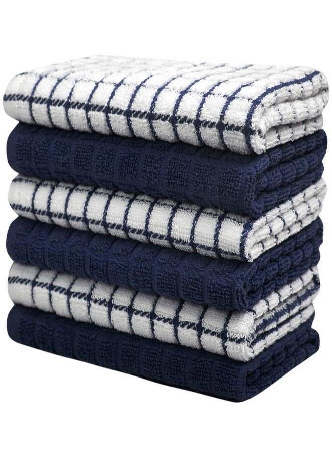 Bumble Towels Kitchen Towels 16"x 28" | Dish Towels | Kitchen Hand Towels | Large Dishcloths Set | Highly Absorbent Tea Towel, Soft with Hanging Loop | Natural Ring Spun Cotton, 380 GSM | Navy Check Design - 6 Pack - Image 5