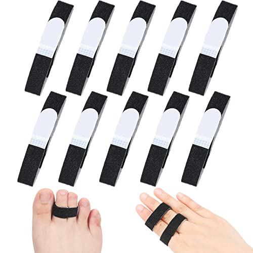 Jutom 10 Pack Buddy Tape Finger Straps Buddy Finger Straps No Slip Hook and Loop Splints Washable and Reusable Tape Padded Support Wrap for Broken Sprained FracturedBlack - Image 2