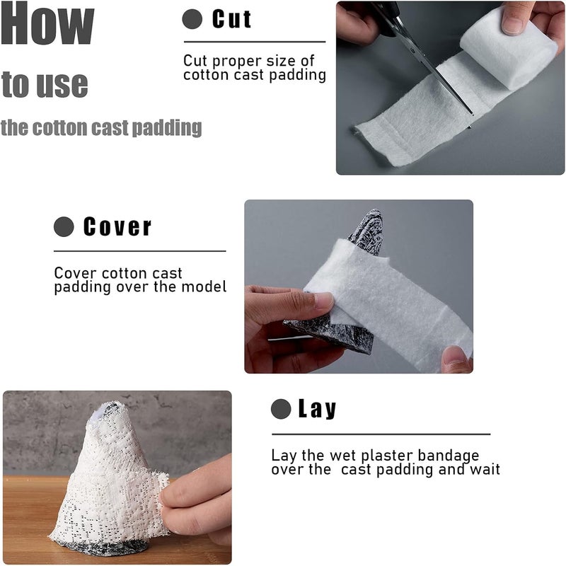 Nuanchu 12 Rolls Cast Padding Individual Pack Soft Cotton Undercast Padding Wrap Use with Plaster Cloth Gauze Bandage for Halloween Wrap Bandage Art Body Casts Mask Making Craft 2 Inch x 88 ft - Image 3