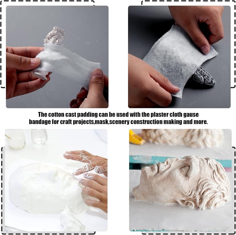 Nuanchu 12 Rolls Cast Padding Individual Pack Soft Cotton Undercast Padding Wrap Use with Plaster Cloth Gauze Bandage for Halloween Wrap Bandage Art Body Casts Mask Making Craft 2 Inch x 88 ft - Image 5