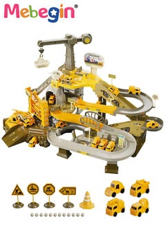 MEBEGIN Engineering Tracks Set with 4 Cars and Rich Accessaries, Construction Race Tracks Car Set, Flexible Track PlaySet, DIY Construction Vehicle Toys for Kids Aged 3+, Easy to Assemble  - Image 3