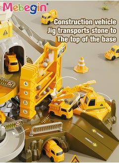 MEBEGIN Engineering Tracks Set with 4 Cars and Rich Accessaries, Construction Race Tracks Car Set, Flexible Track PlaySet, DIY Construction Vehicle Toys for Kids Aged 3+, Easy to Assemble  - Image 4