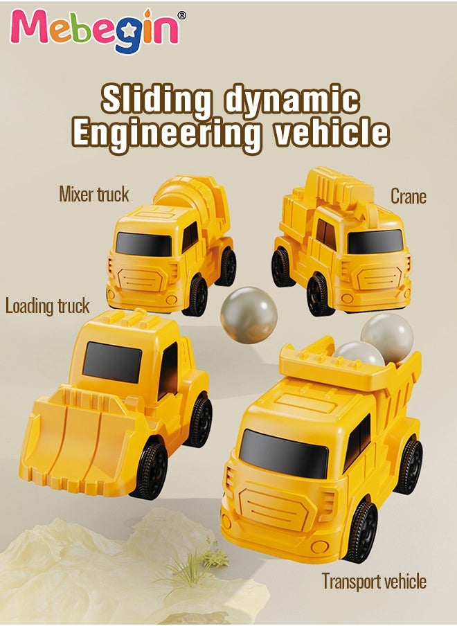 MEBEGIN - Engineering Tracks Set with 4 Cars and Rich Accessaries, Construction Race Tracks Car Set, Flexible Track PlaySet, DIY Construction Vehicle Toys for Kids Aged 3+, Easy to Assemble - Image 1