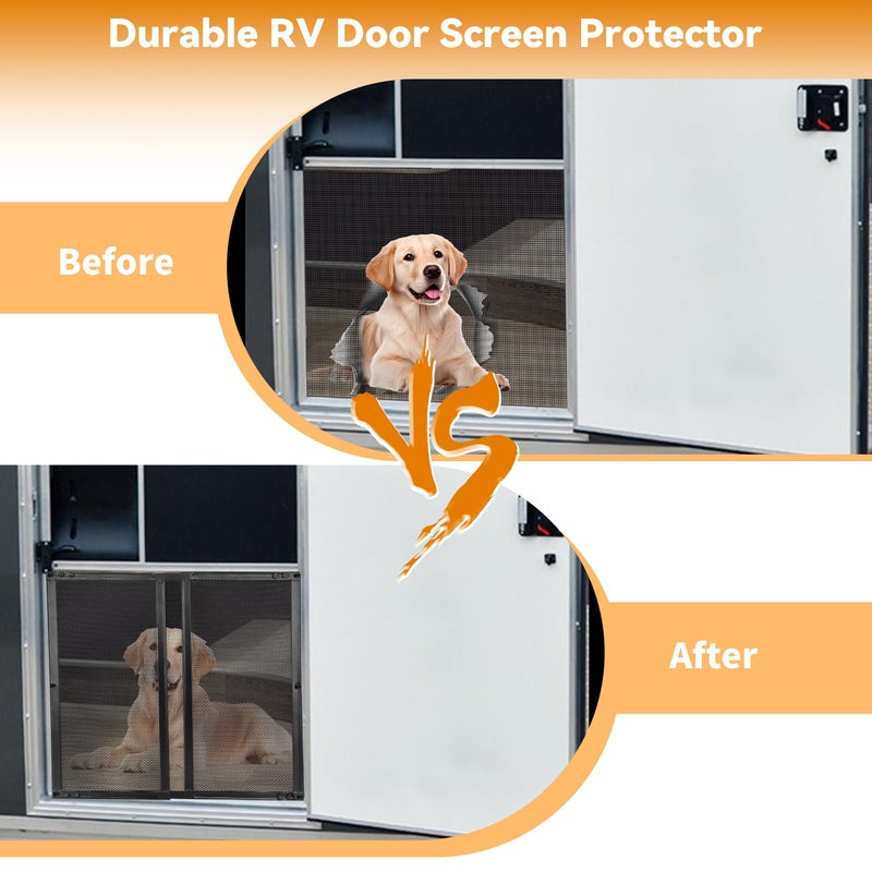 RVZONE Premium RV Screen Door Protector Adjusts from 21.5"- 35", Lightweight RV Entry Screen Door Grille Adjustable Metal Screen Defender for RV Door Camper Screen Door Protector for Dogs Kids - Image 5